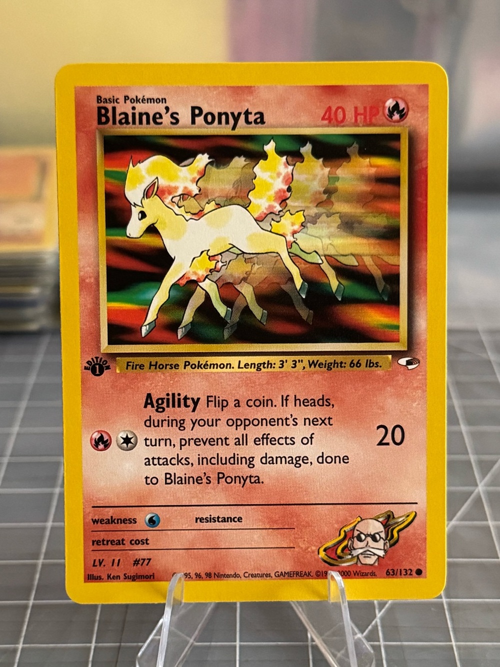 1st Edition Blaine's Ponyta vintage WOTC Pokemon Card